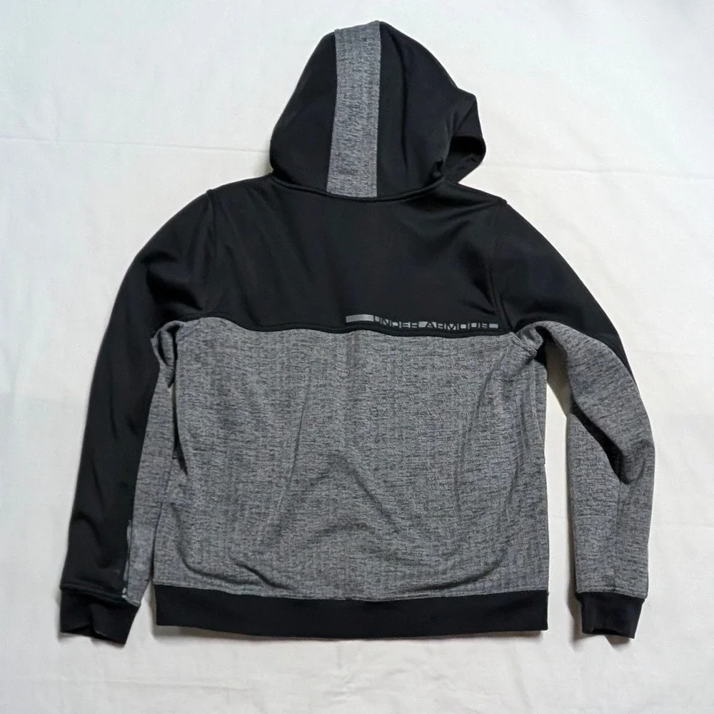 Under Armour ColdGear Boys XL Full Zip Hoodie Black Grey Jacket